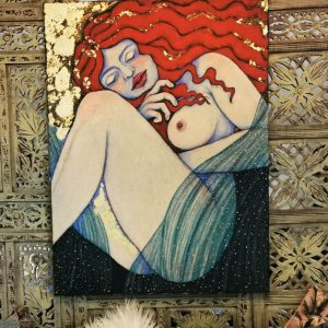 Peinture d'une femme rousse nue