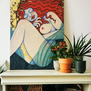 Peinture d'une femme rousse nue