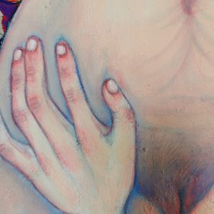 Peinture d'une femme nue sur un fond coloré