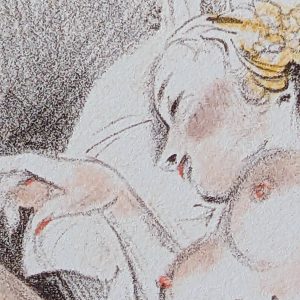 Dessin d'un homme effectuant un cunnilingus à une femme