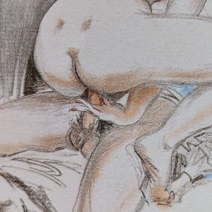 Dessin d'un homme qui pénètre une femme qui se trouve au dessus de lui