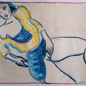 dessin d'une femme avec le sexe apparent sous ses vêtements