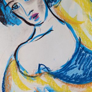 dessin d'une femme avec le sexe apparent sous ses vêtements