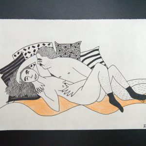 Dessin d"un couple nu faisant l'amour