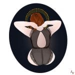 Dessin d'une femme de dos dans une tenue en dentelle